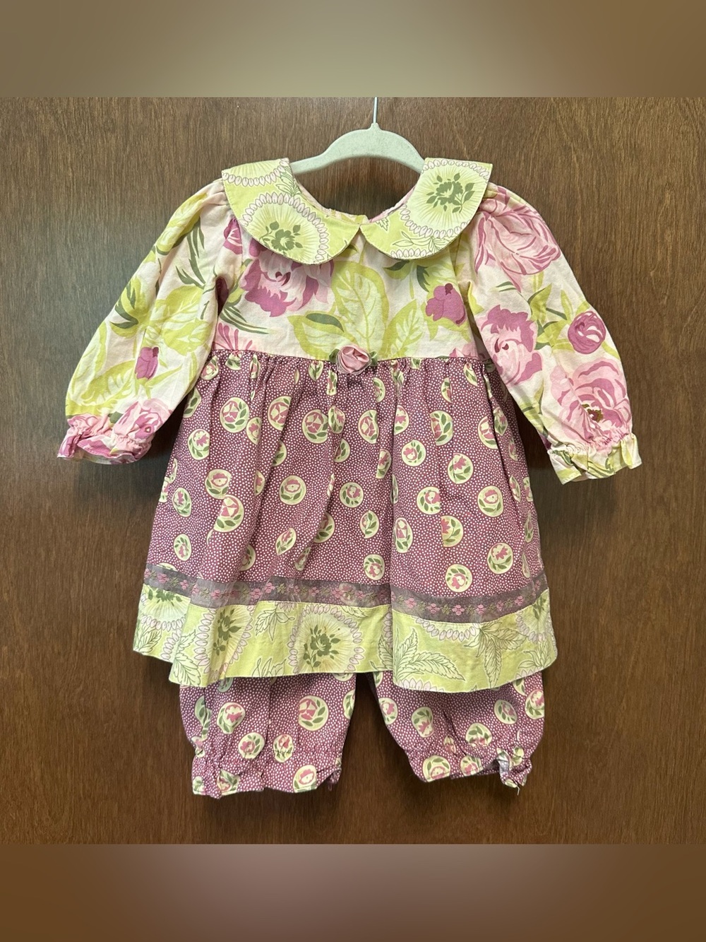 Vintage 80s 90s floral romper one piece Baby Girls 12M - 100% cotton